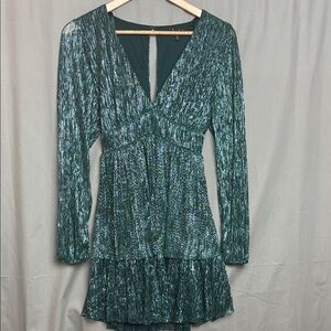 Trixxi Shimmering Emerald Green Metallic Party Dress